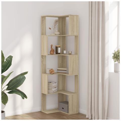 Libreria Angolare 5ripiani Rovere Sonoma 50x50x179 Cm Legno - Foto 3