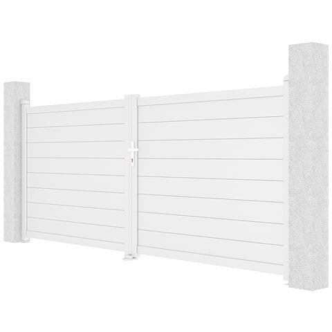 Cancello Battente 3,5m Eiger H. 140cm Alluminio Bianco + 2 Montanti 15x15cm H. 166cm - Foto 2
