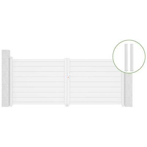 Cancello Battente 3,5m Eiger H. 140cm Alluminio Bianco + 2 Montanti 15x15cm H. 166cm - Foto 1