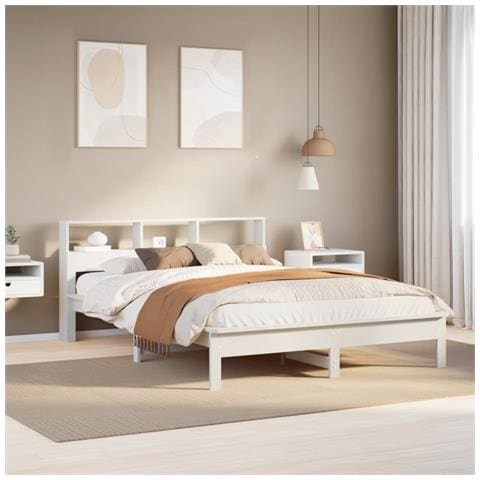 Letto Senza Materasso Bianco 140x200 Cm Legno Massello Di Pino - Foto 1