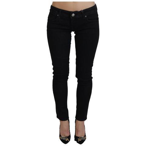Jeans In Denim Di Cotone Slim Fit Neri A Vita Bassa - W26 - Foto 1