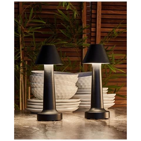 Set Di 2 Lampade Da Tavolo A Led Senza Fili Joanes Con Dimmer Metallo Nero - Foto 1