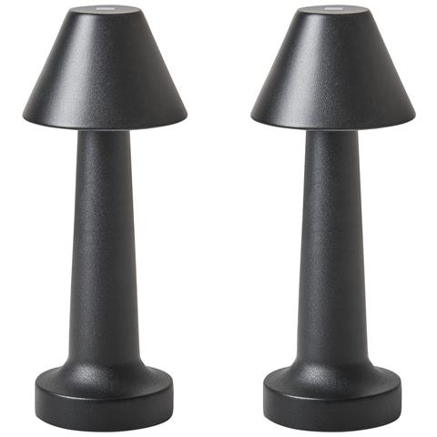 Set Di 2 Lampade Da Tavolo A Led Senza Fili Joanes Con Dimmer Metallo Nero - Foto 2