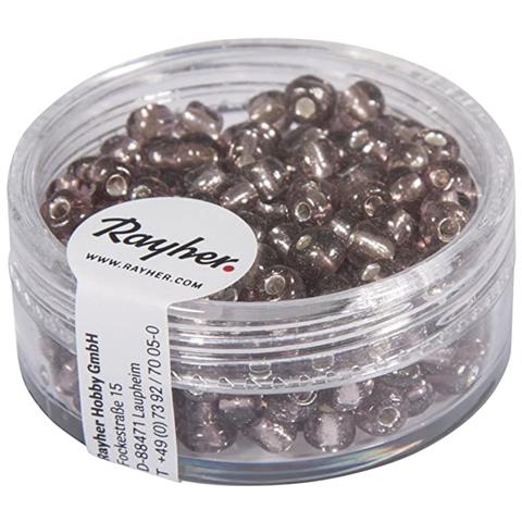 Rayher - 17 Grammi - Perline In Vetro Rotonde Con Foro Argentato Ø4mm - Colore Viola - Foto 1