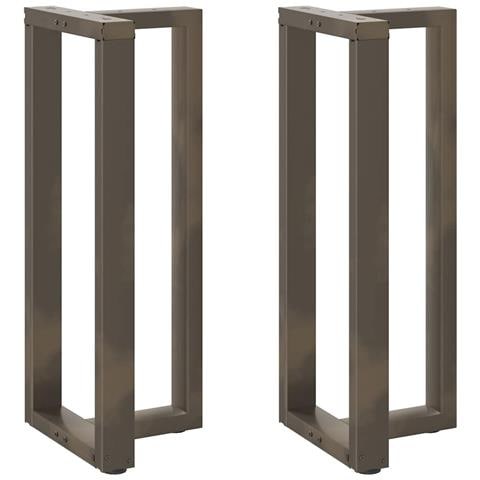 Gambe Tavolo Bar A T 2 Pz Naturale 40x35x(100-101) Cm Acciaio - Foto 1