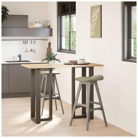 Gambe Tavolo Bar A T 2 Pz Naturale 40x35x(100-101) Cm Acciaio - Foto 2
