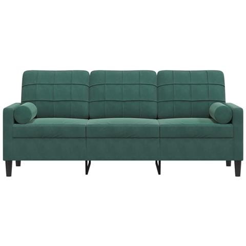 Divano A 3 Posti Con Cuscini Verde Scuro 180 Cm In Velluto - Foto 3