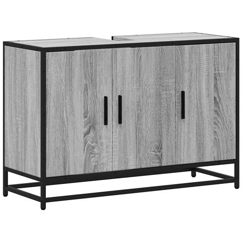 Mobile Lavabo Bagno Grigio Sonoma 90x33x60 Cm Legno Multistrato - Foto 2