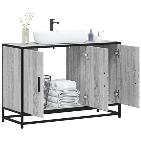 Mobile Lavabo Bagno Grigio Sonoma 90x33x60 Cm Legno Multistrato - Foto 1