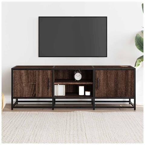 Mobile Tv Rovere Marrone 120x35x41 Cm Legno Multistrato Metallo - Foto 3