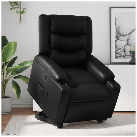 Lusso Casadino -  Poltrona Alzapersona Reclinabile Elettrica Nera In Similpelle - Foto 8