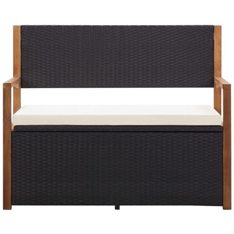 Lusso Casadino -  Cassapanca 115 Cm In Polyrattan E Legno Massello Di Acacia Nero - Foto 1