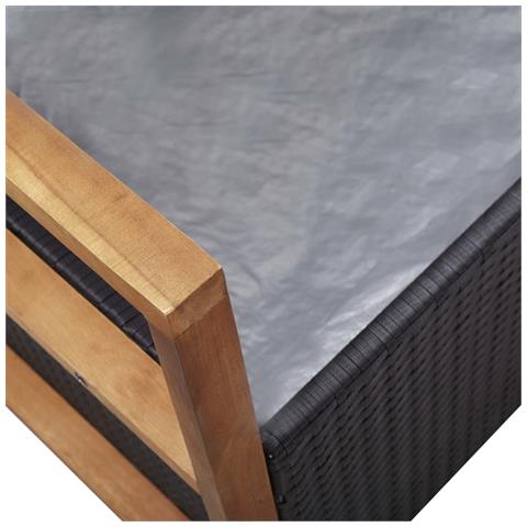 Lusso Casadino -  Cassapanca 115 Cm In Polyrattan E Legno Massello Di Acacia Nero - Foto 8