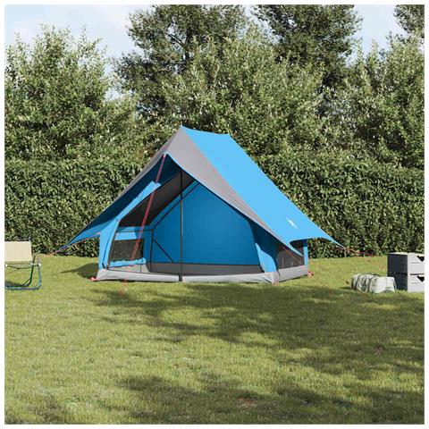 Tenda da Campeggio A-Frame per 3 Persone Blu Impermeabile - Foto 2