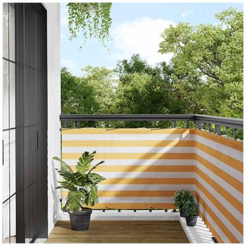 Paravento per Balcone Striscia Gialla e Bianca 90x1000 cm - Foto 2