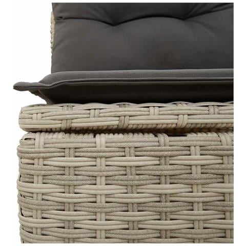 Set Divano da Giardino con Cuscini Grigio Chiaro Polyrattan, Divano da Giardino a 2 Posti con Stoccaggio e Cuscini Grigio Chiaro Polyrattan - Foto 9