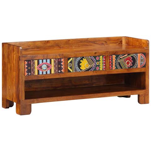 Panchina per scarpe 100x35x45 cm in legno massello di acacia - Foto 1