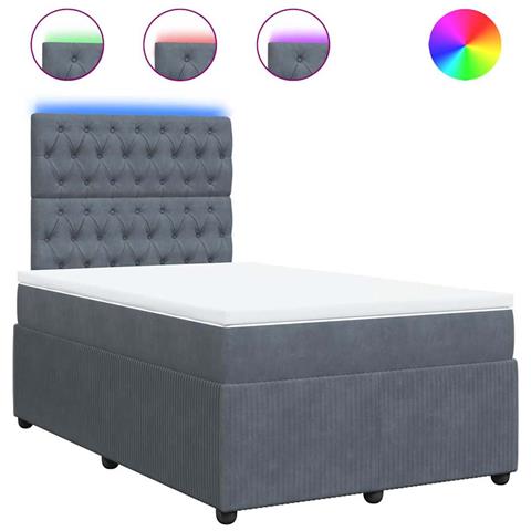 Giroletto a Molle con Materasso Grigio Scuro 120x190 cm Velluto - Foto 1