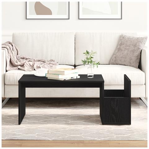 Tavolino da caffè  Nero Rovere 90x45x35 cm in Legno Ingegnerizzato - Foto 2