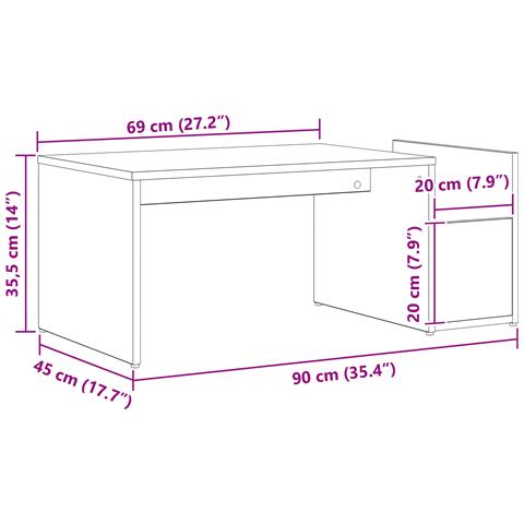 Tavolino da caffè  Nero Rovere 90x45x35 cm in Legno Ingegnerizzato - Foto 9
