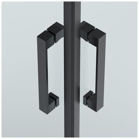 Box Doccia Angolare 90x100 Cm Apertura Due Ante Battenti H200 Cm Cristalli Trasparente 6 Mm Profilo Nero Opaco Gioia - Foto 5