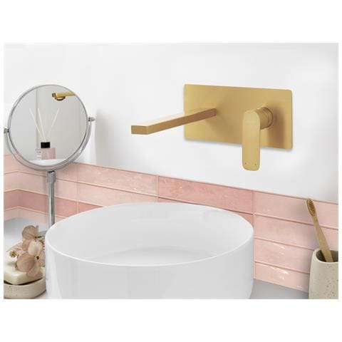 Rubinetto Miscelatore Da Parete Per Lavabo Dichato Ottone Oro - Foto 1