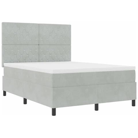 Letto a molle con materasso Grigio chiaro 160 x 200 cm Velluto - Foto 1