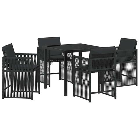 Set da Pranzo per Giardino 5 pcs Nero polyrattan - Foto 1
