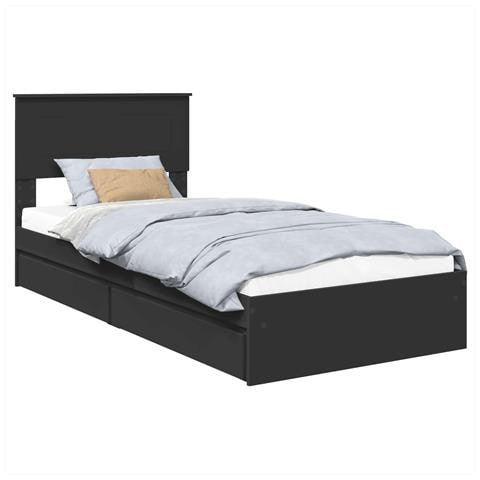 Letto con Contenitore Nero 90 x 190 cm Legno multistrato - Foto 1