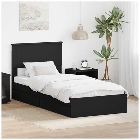 Letto con Contenitore Nero 90 x 190 cm Legno multistrato - Foto 2