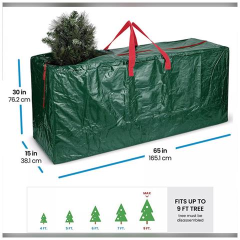 Sacchetto Porta Albero Di Natale - Materiale Pe, Varie Opzioni Di Colore, Protegge Gli Articoli Per Le Feste Dalla Polvere Green Grande - Foto 2