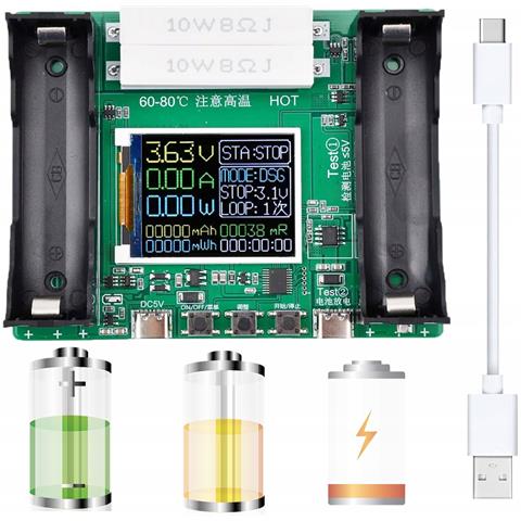 Tester Lcd Capacità E Resistenza Per Batterie 18650 Usb-c - Misurazione Precisa, 3 Modalità, Compatibile Con Powerbank | Dimensioni 109x85x30 Mm - Foto 1
