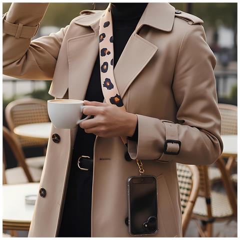 Tracolla Foulard Removibile Per Smartphone Universale Motivo Leopardo, Leopardato - Foto 2