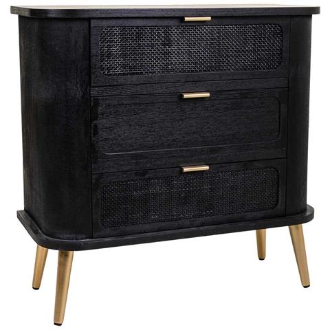 Cassettiera In Legno E Rete Laccata Nera 80x35x81h - Foto 1
