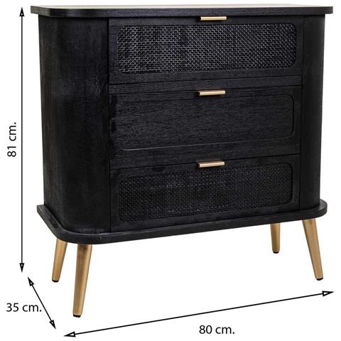 Cassettiera In Legno E Rete Laccata Nera 80x35x81h - Foto 7