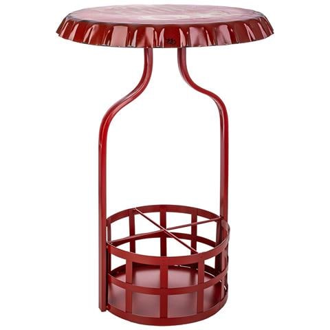 Tavolo Portabottiglie In Metallo Rosso 42x42x60h - Foto 1