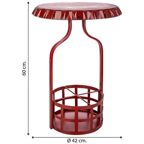 Tavolo Portabottiglie In Metallo Rosso 42x42x60h - Foto 6