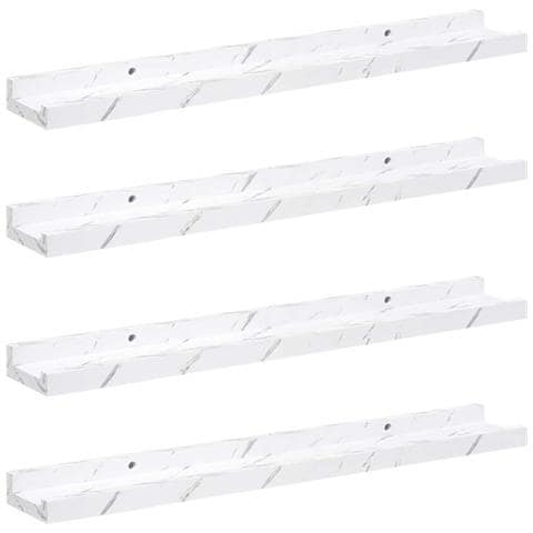 Scaffale da parete 4 pcs Marmo Bianco 60 x 9 x 3 cm - Foto 1