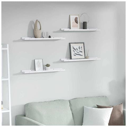 Scaffale da parete 4 pcs Marmo Bianco 60 x 9 x 3 cm - Foto 2