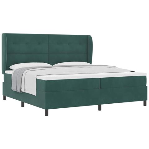 Letto a molle con materasso Verde Scuro 200 x 200 cm Velluto - Foto 1