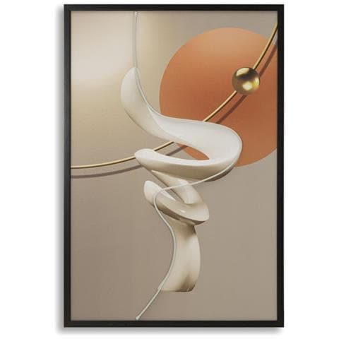 Stampa Con Led Su Tela Abstract Modello B Spirale Bianca Con Cornice Nera - Foto 1