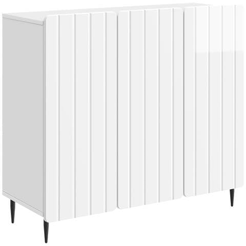 Credenza Bianco Lucido 89 x 34,5 x 82 cm Legno ingegnerizzato - Foto 1
