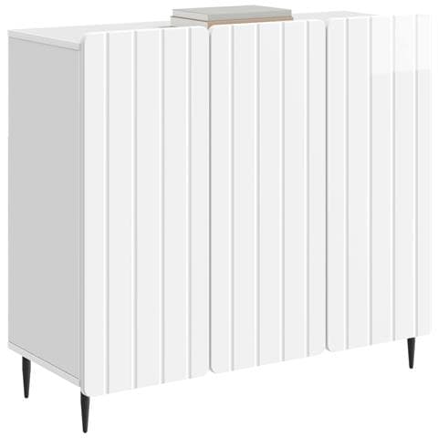 Credenza Bianco Lucido 89 x 34,5 x 82 cm Legno ingegnerizzato - Foto 2