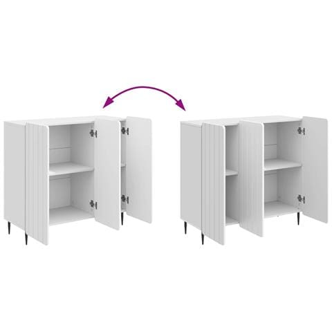 Credenza Bianco Lucido 89 x 34,5 x 82 cm Legno ingegnerizzato - Foto 9