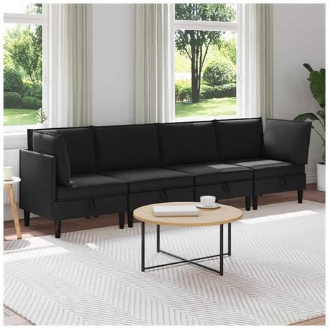Set di mobili per il soggiorno 4 pcs Nero Tessuto - Foto 2