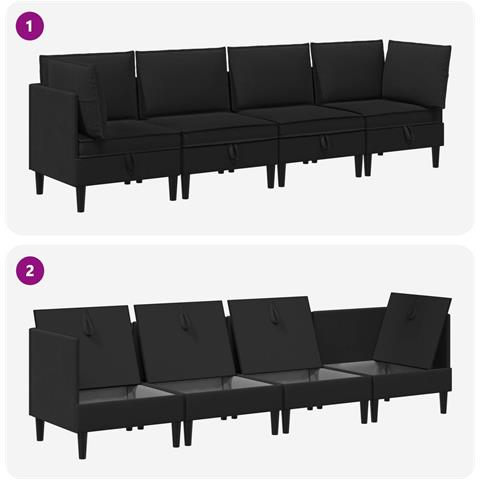 Set di mobili per il soggiorno 4 pcs Nero Tessuto - Foto 8
