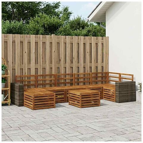 Set di divani da esterno 8 pcs Naturale - Foto 2