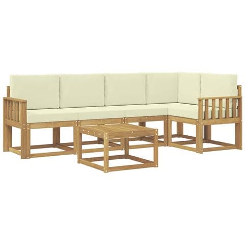 Set di divani da esterno con cuscino 6 pcs Bianco e Crema - Foto 1