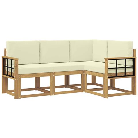 Set di divani da esterno con cuscino 4 pcs Bianco e Crema - Foto 1