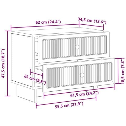 Armadio da Notte con cassetto Legno antico 62 x 34,5 x 47,5 cm - Foto 9